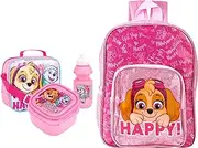 Bundle Bear Paw Patrol Rucksack Set - includes Paw Patrol Backpack, Girls Lunch Bag, Sports Bottle & Sandwich Container -Skye Rucksack & Toddler Lunch Box Kids