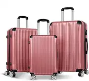 [ALFORDSON] 3PCs Hardside Luggage Set 20" 24" and 28" Pink Color, Hardshell Suitcases Set with Spinner Wheels, TSA Lock & Corner Protector, Carry-on & Checked Baggages Trio Pack