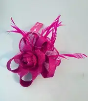 Fusha Pink Feather Mesh Fascinator Hat Clip/Pin Party