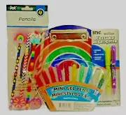 Rainbow Clipboard Sm 4 Pencils Erasers 10 Mini Gel Pens 2 Erasable Highlighters