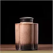 Decorative Chinese Style Brown Glazed Surface Ceramics Sealed Tea Tins Retro Tea Canister Food Storage Containers Sugar Storage Jar, Can Store Tea/Honey/Coffee, 400ML Container