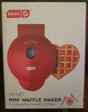 DASH Mini HEART Waffle Maker Red Single Serving Compact