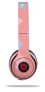 Skin Wrap for Beats Solo Wireless 2 3 4 Pastel Flowers on Pink SKIN ONLY