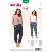 BURDA SEWING PATTERN 6678 MISSES 18-30 EASY ELASTIC WAIST & DRAWSTRING PANTS