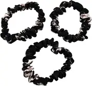 Celestial Silk Mulberry Silk Scrunchies for Hair (Small, Black Marble)