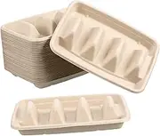 UTHCLO Portable Taco Plates 50pcs Disposable Taco Holders Divided Tray Party Snack Box