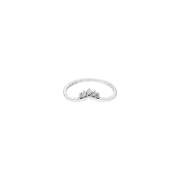 (W) Pandora Tiara Wishbone Ring Sterling Silver Clear