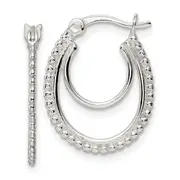 Sterling Silver Beaded Double Oval Hoop Earrings