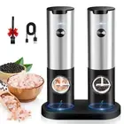 Electric Salt and Pepper Grinder Set - Rechargeable Pepper Mill with Adjustab...