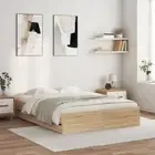 Bed Frame with Drawers Sonoma Oak-Engineered Wood Queen