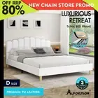 ALFORDSON Bed Frame Double Size Upholstered Platform Base Leather White TANIA