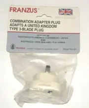Franzus Combination Adapter Plug Adapts UK Type 3-Blade Plug Model: NW-6C