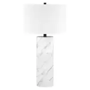 Henn&Hart 15" Marble/Brass Marble/Metal/Fabric Table Lamp