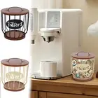 Coffee Filter Holder Vintage Coffee Capsule Basket with Wooden Lid Round tijzn