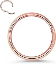 [PIERCINGBOY] 2pcs Titanium Nose Rings 20G 18G 16G Nose Rings Hoops Diameter 5mm to 12mm Rose Gold-Black Cartilage Helix Tragus Daith Rook Hoop Earrings Hinged Segment Septum Clicker Body Piercing Jewelry
