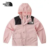 在飛比找蝦皮商城優惠-The North Face北面兒童粉紅色防風防曬彈力滾邊袖