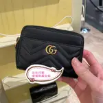 免運 GUCCI 古馳零錢包 ㄇ形拉鍊零錢 卡夾包 黑色 女生錢包 皮夾 短夾 671772