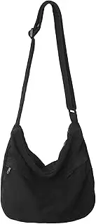 [Youjaree] Canvas Messenger Bag Large Hobo Crossbody Bag with Zipper Casual Shoulder Tote Handbag for Women and Men