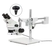 AmScope 7-45X Zoom Binocular Stereo LED Boom Microscope+18MP USB3 C-Mount Camera