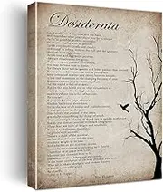 Positive Desiderata Poem Wall Art Canvas Print Vintage Poster Framed Motivational Minimalist Modern Painting for Home Wall & Tabletop Decor