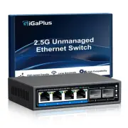 6 Ports 2.5Gb Unmanaged Ethernet Switch with 4* 2.5G Base-T Ports 2* 10G SFP+...