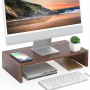Monitor Stand - Computer Monitor Riser with 16.7 Inch Shelf, Wood Desktop Stand