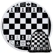 Black and White Chess Round Beach Towel