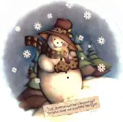 Silent Night Folk Art Snowman Overglaze Waterslide Ceramic Decals