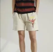 Mens Large Nirvana in Utero Printed Sweatshorts Beige Grunge Kurt Cobain
