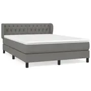 Box Spring Bed with Mattress Dark Grey 137x187 cm Double Size Fabric vidaXL