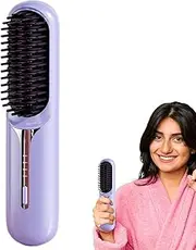 Cordless Hair Straightening Comb,Portable Straightening Comb For Travel,Ceramic Rechargeable Hair Fast Heating Straightener Comb,With 3 Temperature Settings For Women