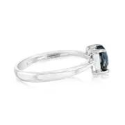 Sterling Silver 0.90Ct Natural London Blue Topaz Heart Shaped Ring, Q
