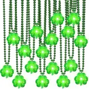 MTLEE St. Patrick's Day Accessories Green Light up Shamrocks Necklaces St Patric