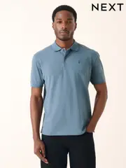 Airforce Blue Regular Fit Short Sleeve Pique Polo Shirt (AY0271) | $33