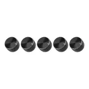Potentiometer Control Knob Knurled Shaft Hole Volume 6mm/ Black Metal 5Pcs