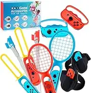 Nintendo Switch Accessories, SIKEMAY 10 in 1 Family Bundle Kit for Switch/Switch OLED Sports Games 2023, Tennis Rackets, Sword Grips, Soccer Leg Strap, Bowling Grip, Just Dance Wrist Bands