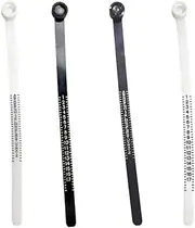 [Esforzarse] Ring Sizer Measuring Gauge 4 Pack, Finger Sizing Measure Tool, PVC Reusable Ring Measurement Tool With Magnifying Glass, Black and White(11.5 x 0.8 cm)
