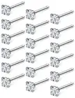 18G 20G 22G Nose Rings Studs with Cubic Zirconia A:18G L Shaped- Silver 1.5mm