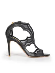 Black Mesh Leather Sandals