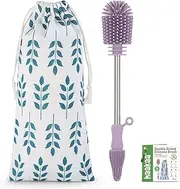 haakaa Silicone Cleaning Brush Kit-Baby Bottle Brush Scrubber for Breast Pump,Nipple,Breastmilk Storage Bag,Reusable Straws,Sippy Cup Soft Food Grade Silicone Bristle Portable - 1pk Lavender