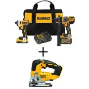 DEWALT Hammer Drill + Impact Driver Combo Kit 20V MAX Li-Ion Brushless w/ Jigsaw