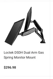 Dual Arm Monitor Mount 10”- 27in Curved Computer Screen Loctek D5DH
