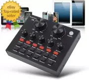 V8 Karaoke Recording & Broadcast Audio Mixer USB External Sound Card