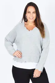 Out Of My Mind Scallop Knit--SAS-13727KNSS
