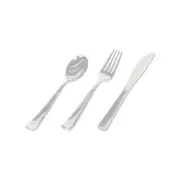 72 pc Premium Plastic cutlery set - clear (24 spoons, 24 knives, 24 forks)