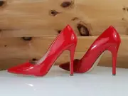 Red Cherry Gigi Red Patent Pointy Toe Pump Shoe 4" Stiletto High Heels