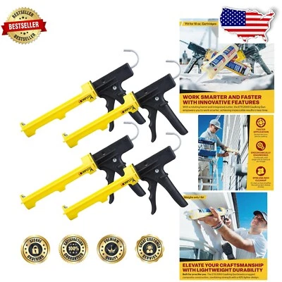 Professional Caulk Gun Set | 12:1 Thrust Ratio & Lightweight Comfort - Pack of 4