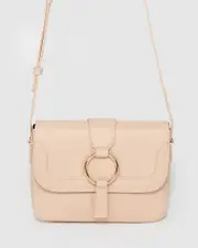 Nude Mona Ring Embossed Crossbody Bag