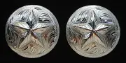 2 - 2" Silver Hand Engraved Conchos w/ Star - Headstall Bridle Saddle