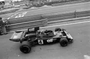 Patrick Depailler Tyrrell 006 Ford enters the pits 1974 Spanish GP Old Photo